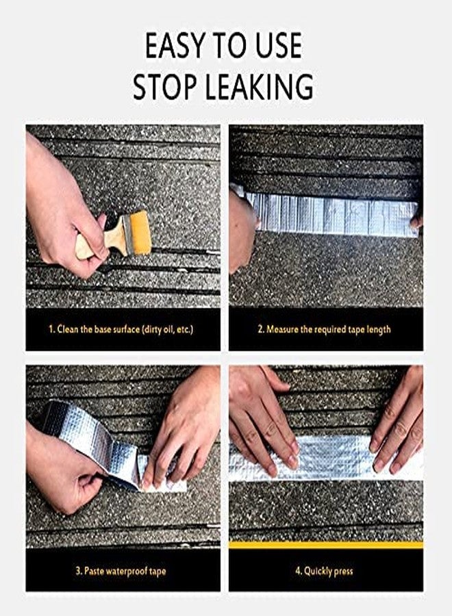 Rexez Leakage Repair Waterproof Tape 4 inch X 5m Roll, Strong Adhesive Aluminum Foil Butyl Tape for Water Leakage, Waterproofing Tape for Roof Leakage,Pipe,Surface Crack,Window (4 Inch (10CM*5M)) - Image 3